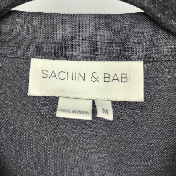 Sachin & Babi Avery Lightweight Linen V-Neck Tassel Mini Dress Size Medium - Picture 3 of 7